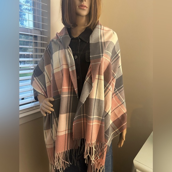 Glasgow Scarf in Pink & Gray Plaid by Louenhide - Picture 2 of 5